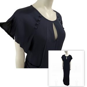 Ossie Clark Navy Crepe Evening Gown
